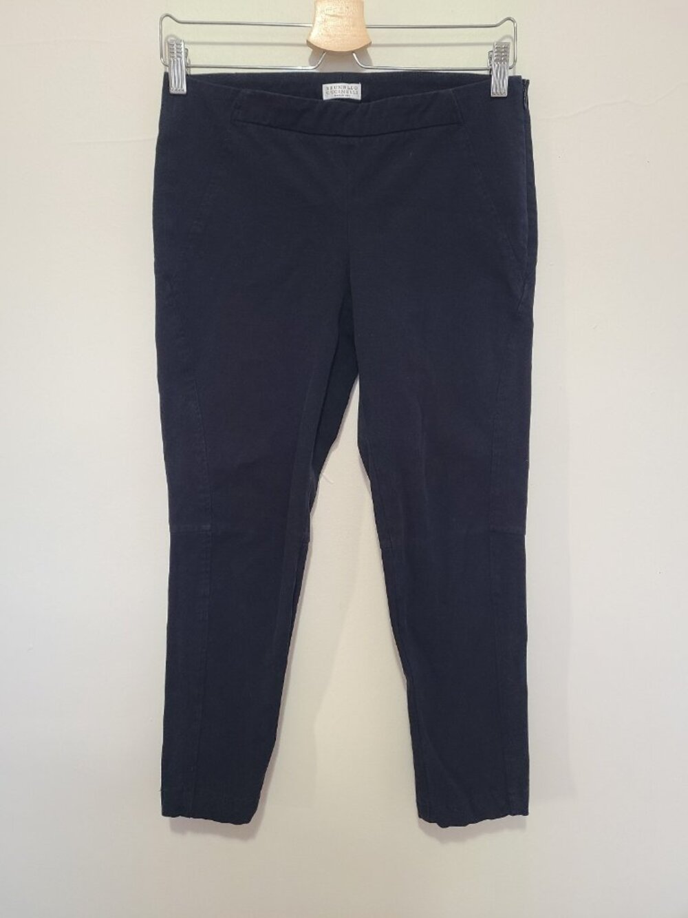 Brunello Cucinelli Women's Black Cotton Crop Pants Sz 4 Stretch